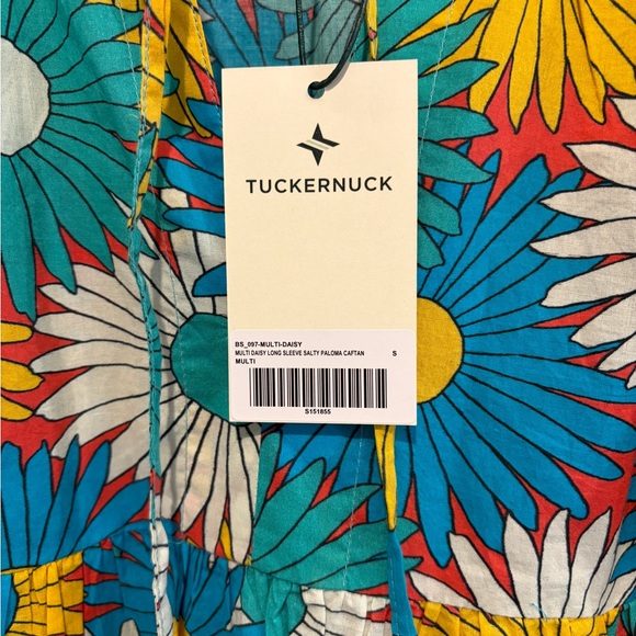 Tuckernuck Salty Paloma Caftan Multi Daisy Long Sleeve Dress NWT Size Small - Picture 4 of 7
